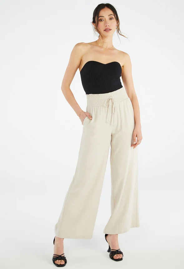 Smocked Wide Leg Pants - Image 4