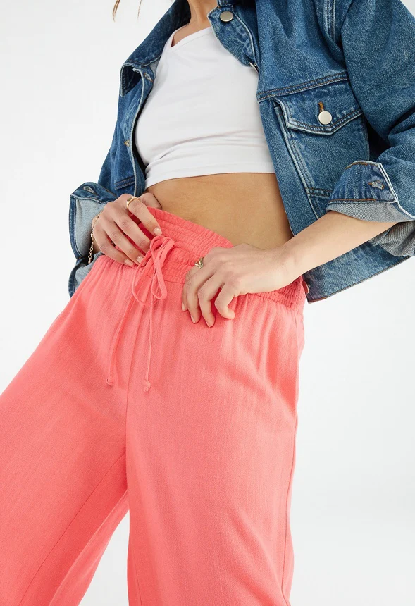 Smocked Wide Leg Pants - Image 3