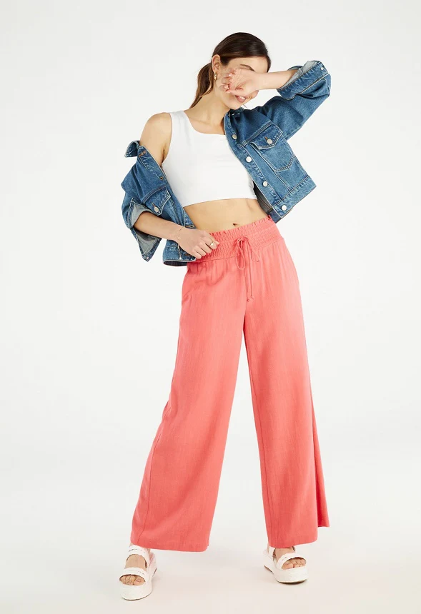 Smocked Wide Leg Pants - Image 4
