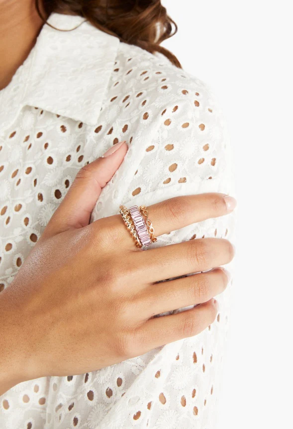 Sofia Mixed Band Baguette Ring Pack - Image 2