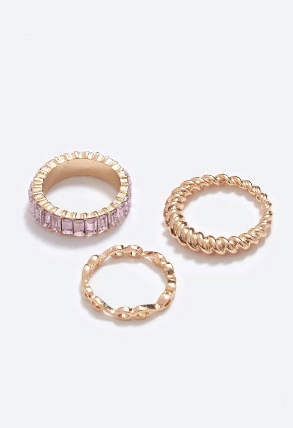 Sofia Mixed Band Baguette Ring Pack - Image 3