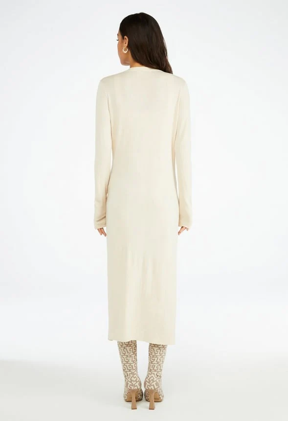 Soft Longline Cardigan With Slit - Image 2