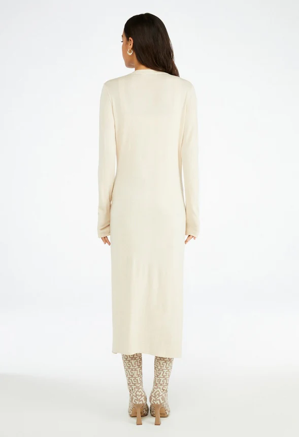 Soft Longline Cardigan With Slit - Image 2