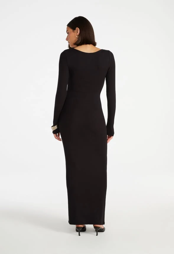 Square Neck Long Sleeve Maxi Dress - Image 2