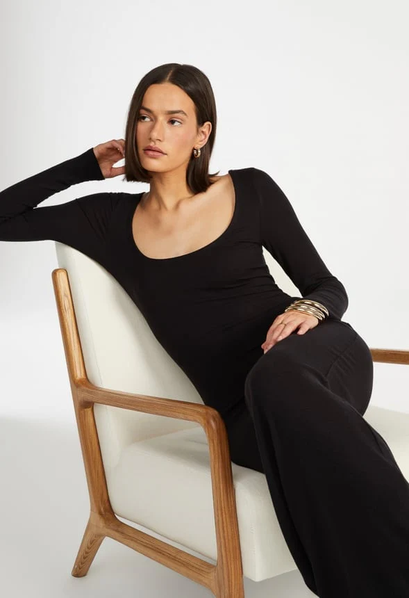 Square Neck Long Sleeve Maxi Dress - Image 4