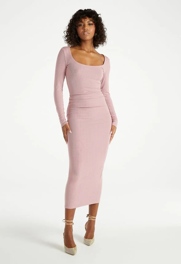 Square Neck Long Sleeve Maxi Dress - Image 5