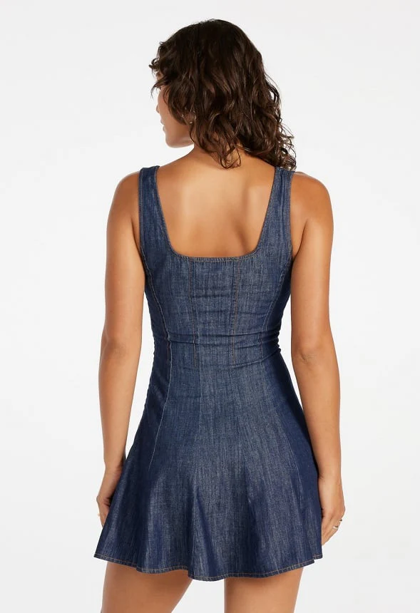 Square Neck Mini Seamed Dress - Image 2