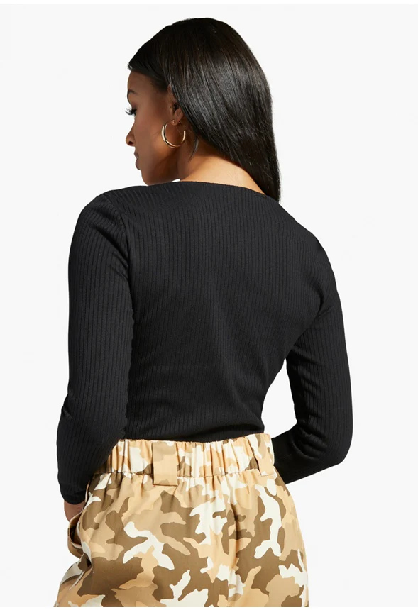 Square Neck Rib Bodysuit - Image 2