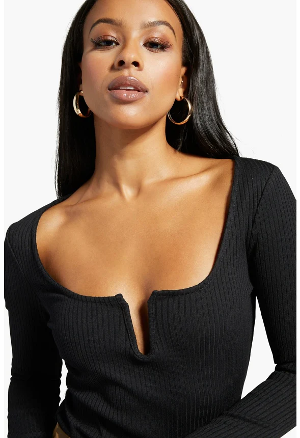 Square Neck Rib Bodysuit - Image 4