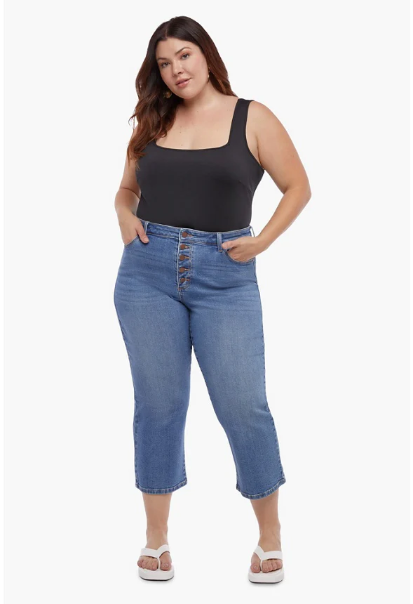 Plus Size Square Neck Sleeveless Bodysuit - Image 4