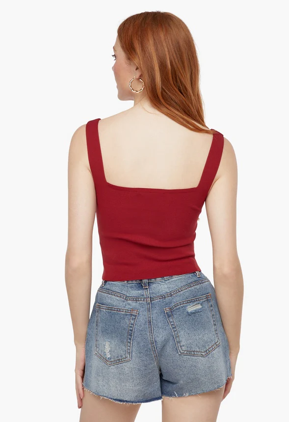 Square Neck Sweater Tank Top - Image 2