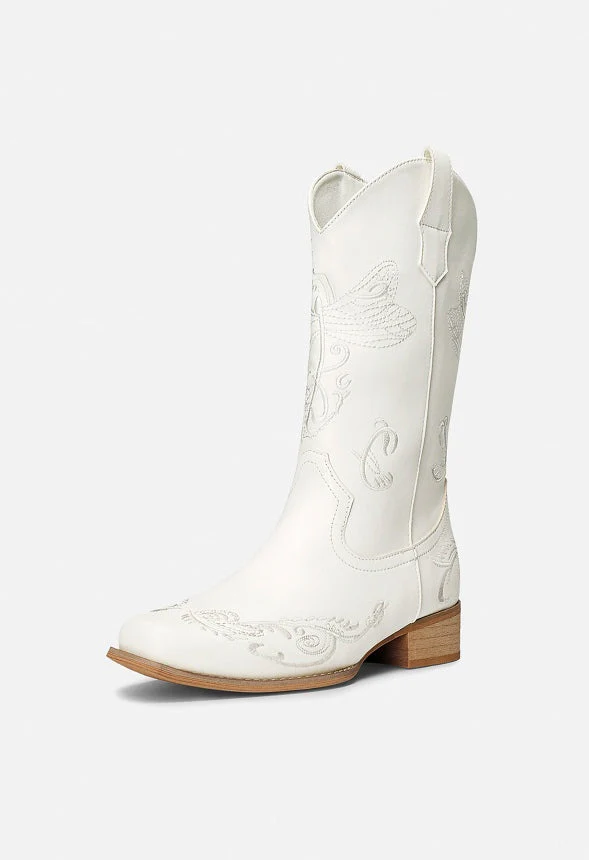 Square Toe Embroidered Cowboy Boot - Image 4