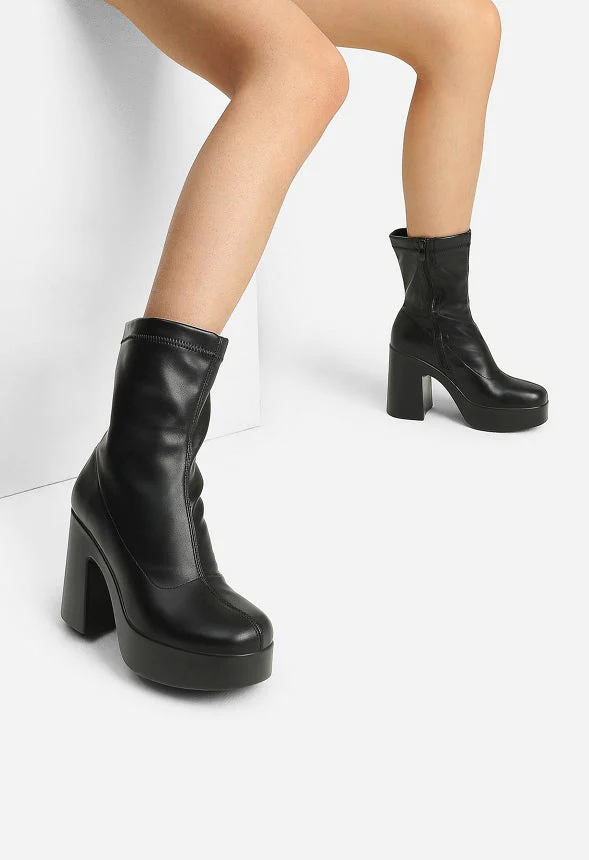 Square Toe Platform Chunky Ankle Boot - Image 2
