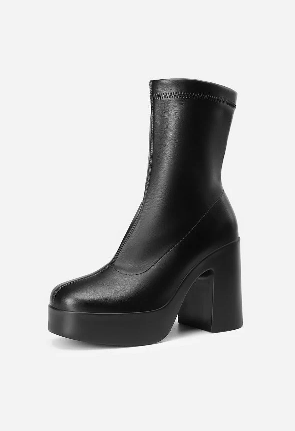 Square Toe Platform Chunky Ankle Boot - Image 3