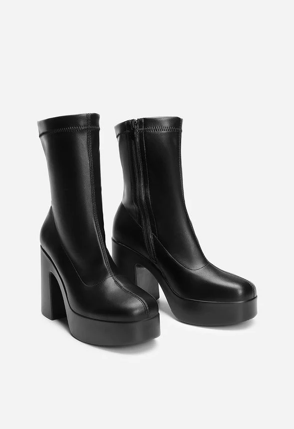 Square Toe Platform Chunky Ankle Boot - Image 4