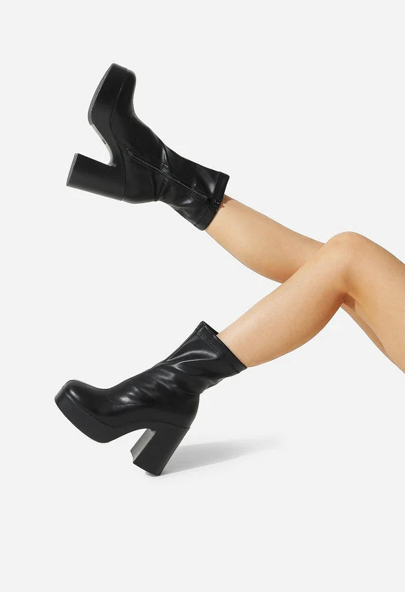 Square Toe Platform Chunky Ankle Boot - Image 6