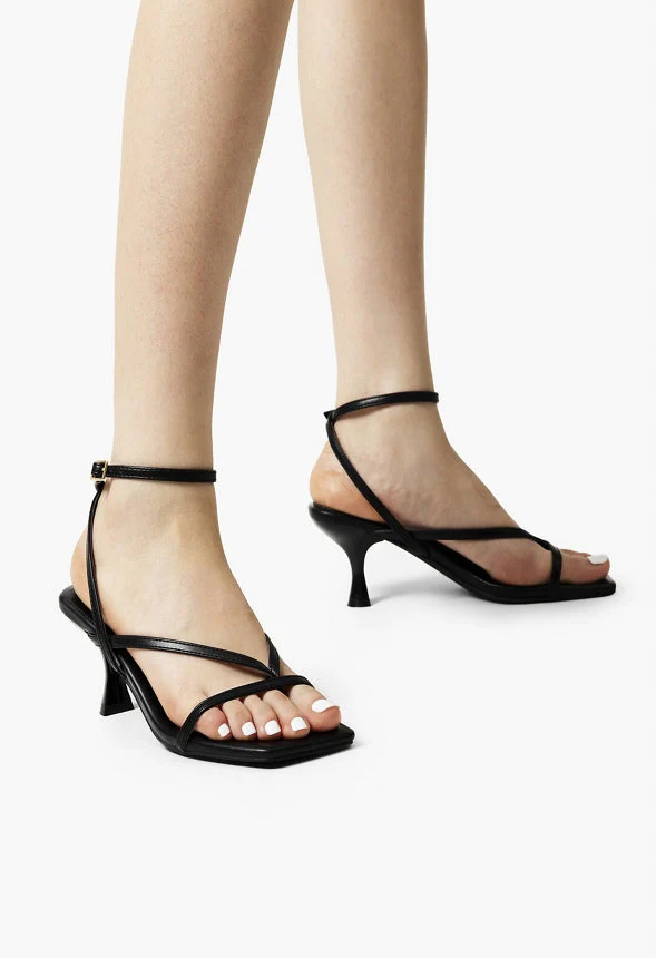 Square Toe Strappy Kitten Heel - Image 2