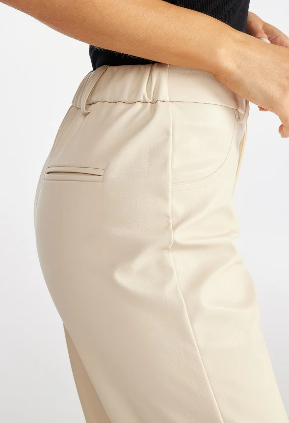 Straight Crop Leather Trousers - Image 4