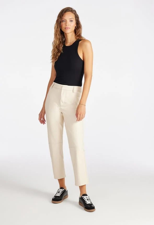 Straight Crop Leather Trousers - Image 6