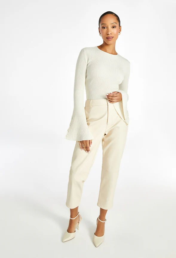 Straight Crop Leather Trousers - Image 7
