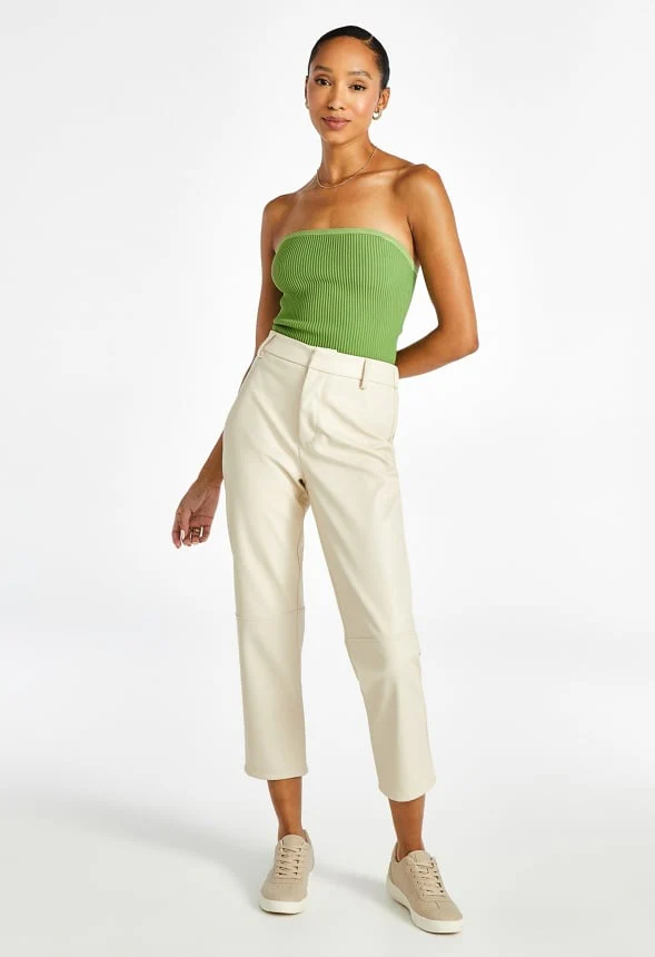 Straight Crop Leather Trousers - Image 8