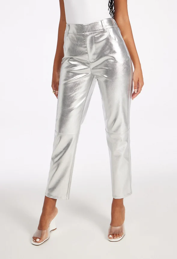 Straight Crop Leather Trousers