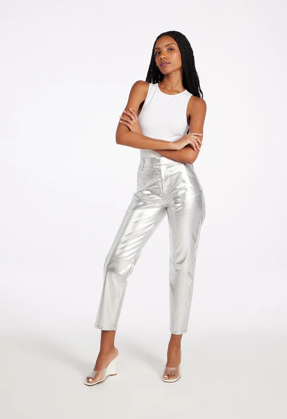 Straight Crop Leather Trousers - Image 2