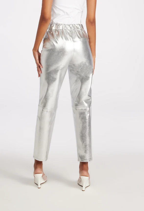 Straight Crop Leather Trousers - Image 3