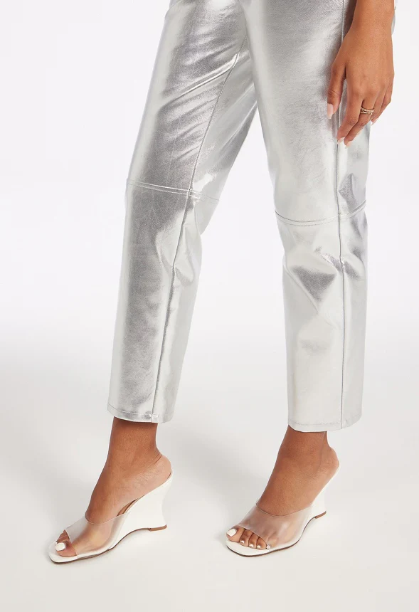 Straight Crop Leather Trousers - Image 4