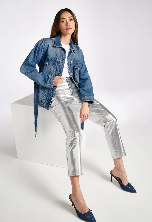 Straight Crop Leather Trousers - Image 8