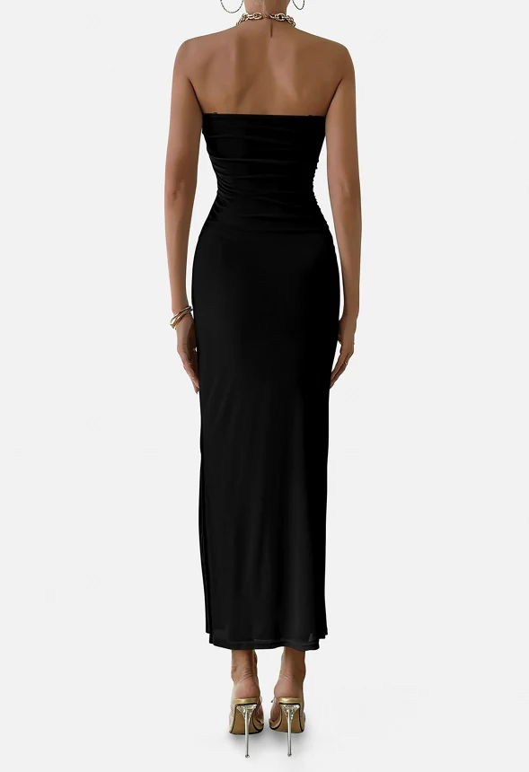 Strapless Bodycon Slit Maxi Dress - Image 2