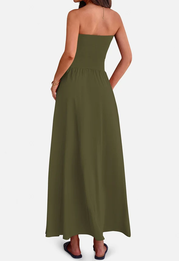 Strapless Flowy Tube Top Maxi Dress - Image 2
