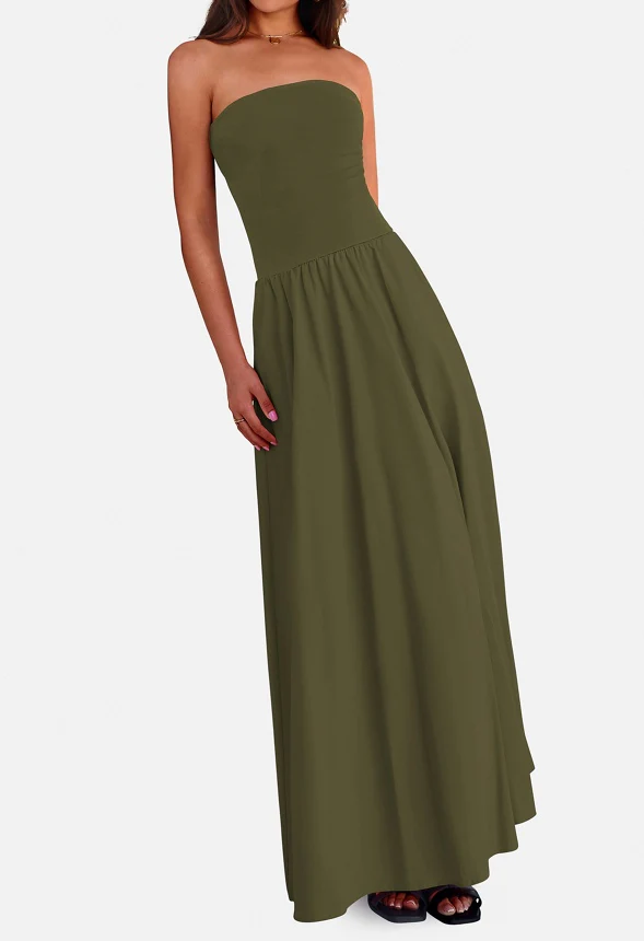 Strapless Flowy Tube Top Maxi Dress - Image 3