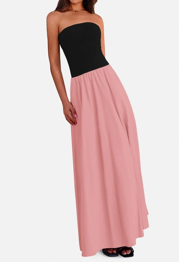 Strapless Flowy Tube Top Maxi Dress - Image 3