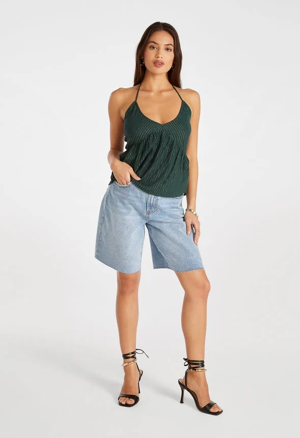 Stripe Halter Peplum Top - Image 4