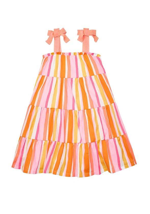 Striped Bow Strap Tiered Dress - Image 3