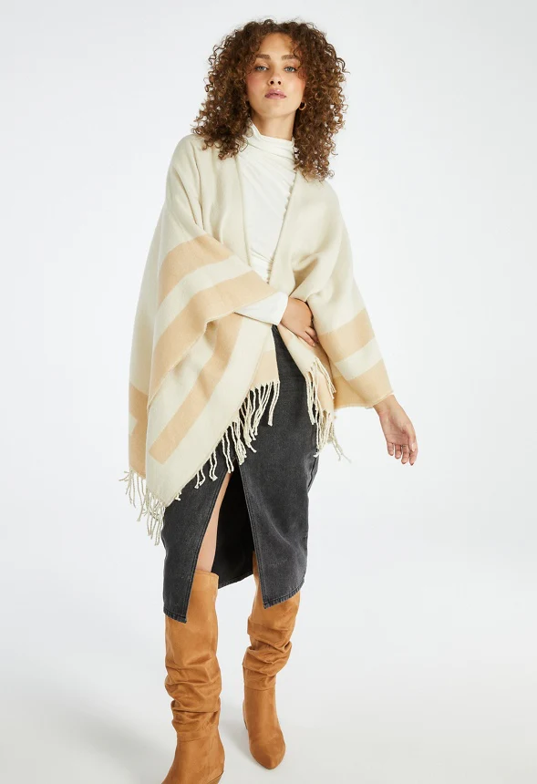Striped Edge Ruana - Image 3