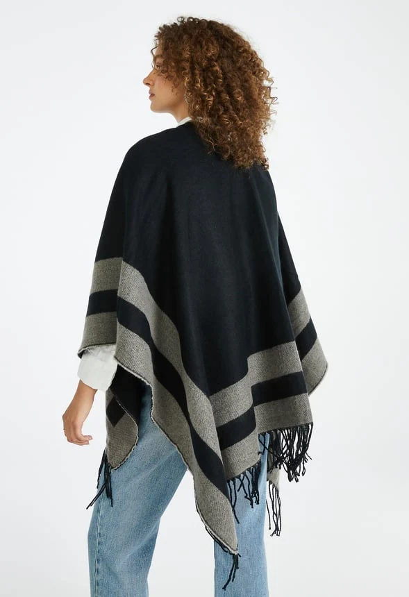 Striped Edge Ruana - Image 2