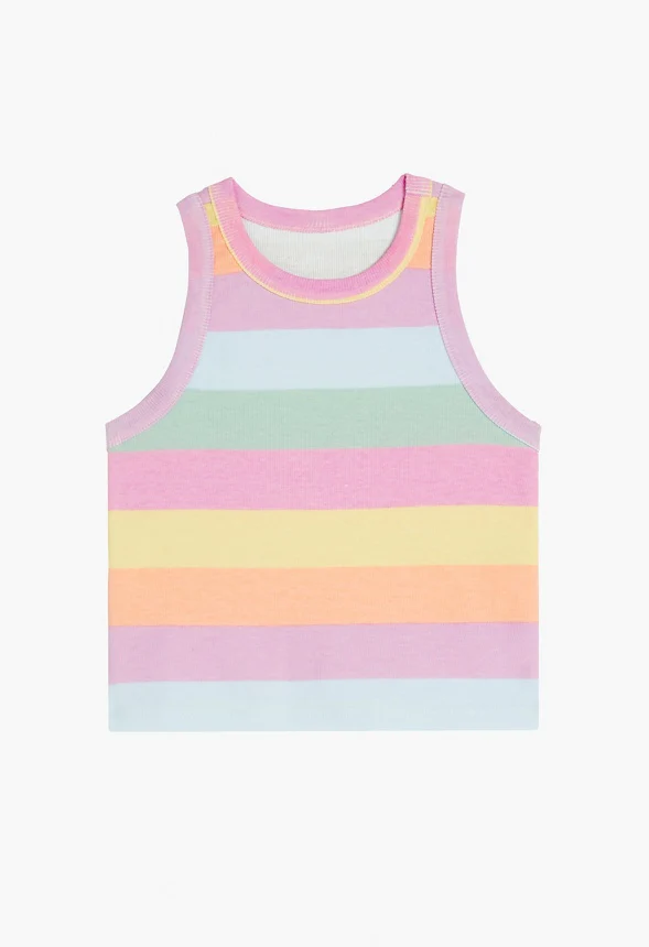 Striped High Neck Basic Tank - Image 2