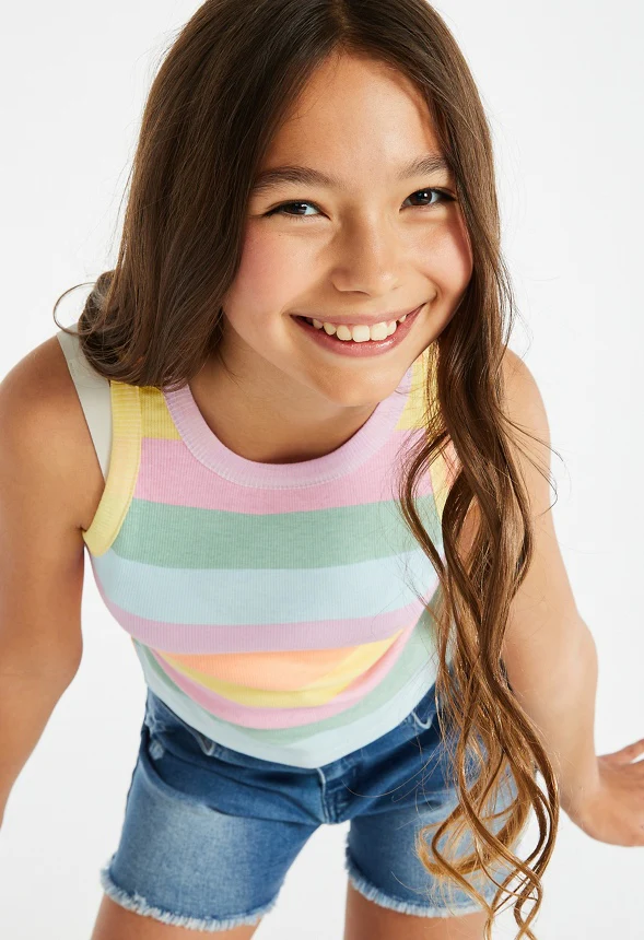 Striped High Neck Basic Tank - Image 3