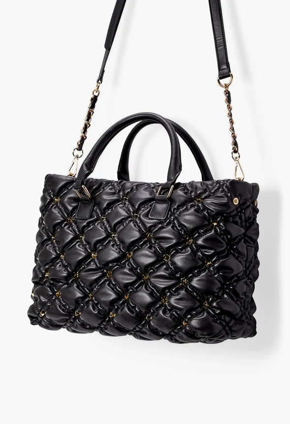 Stud Quilted Satchel - Image 2