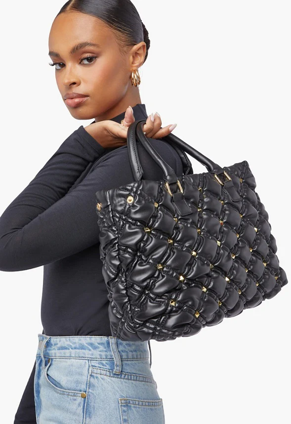 Stud Quilted Satchel - Image 3