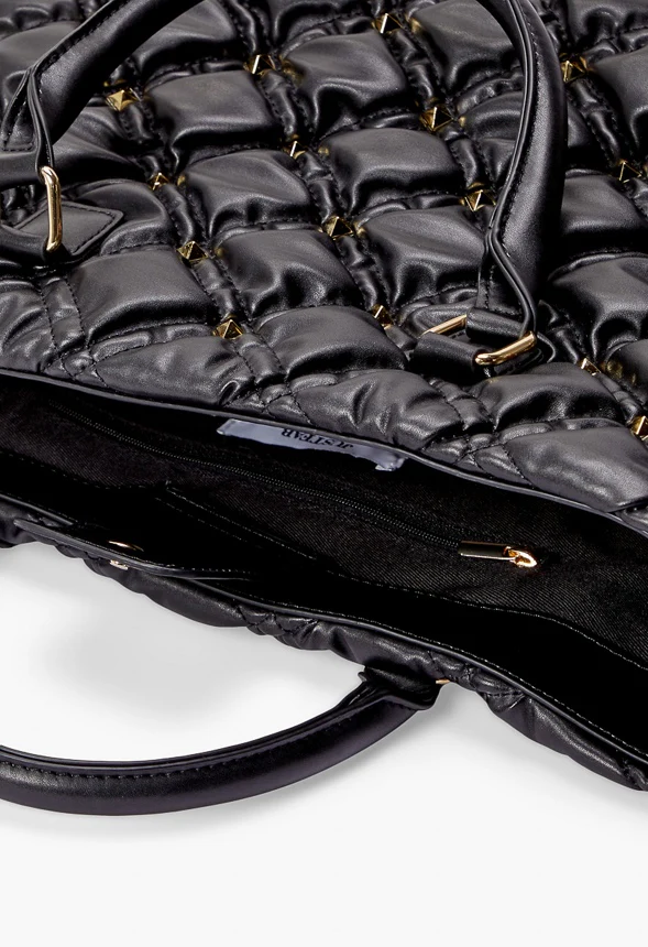Stud Quilted Satchel - Image 4