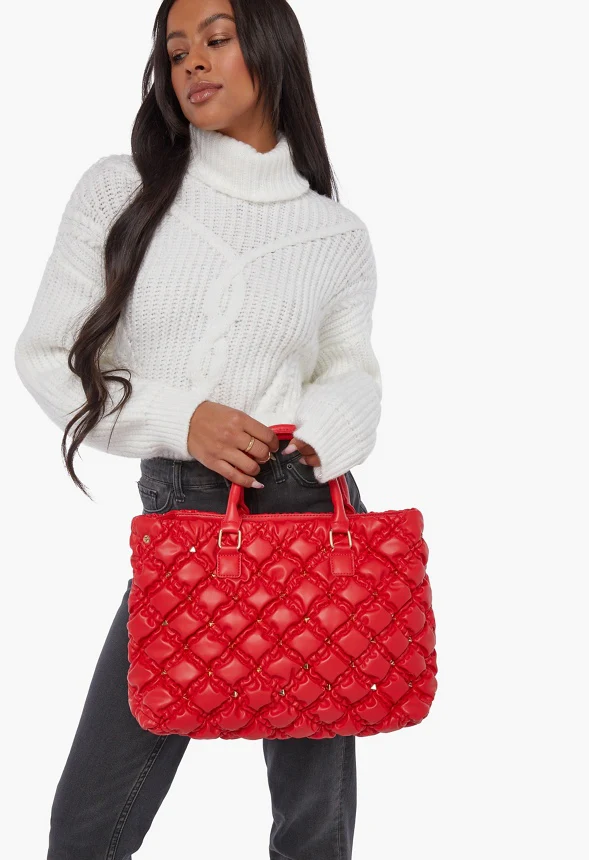 Stud Quilted Satchel - Image 3