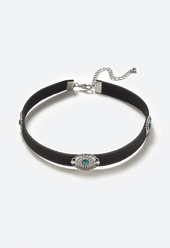 Sue Choker Necklace With Turquoise Color Stone Western Motifs - Image 2