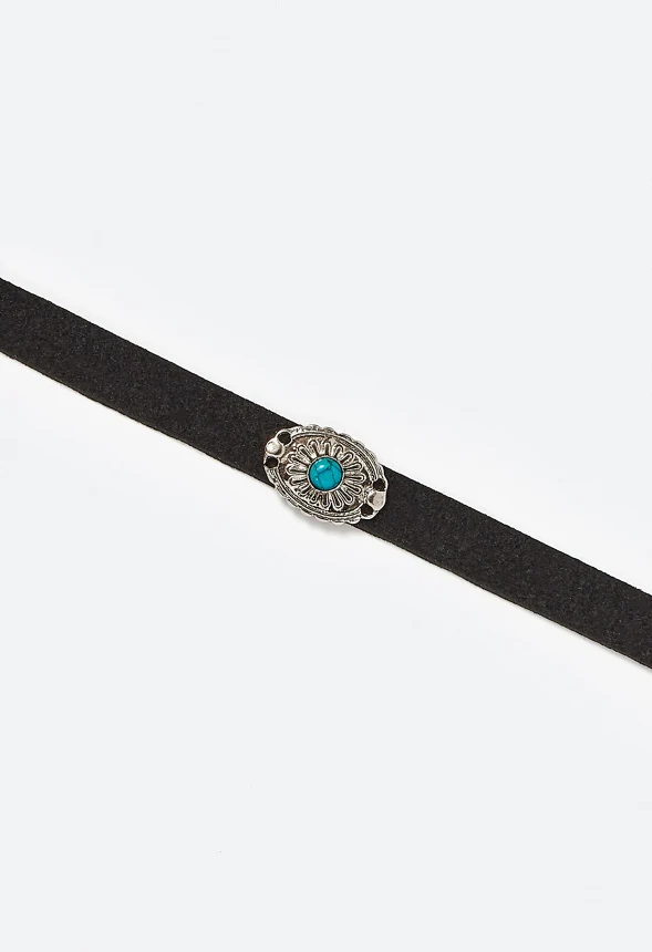 Sue Choker Necklace With Turquoise Color Stone Western Motifs - Image 3