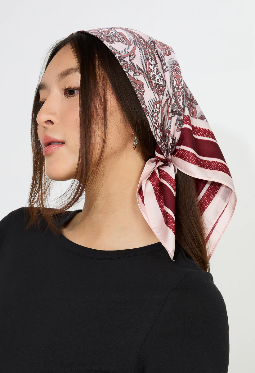 Suki Tonal Pinks Print Silk Like Scarf - Image 2