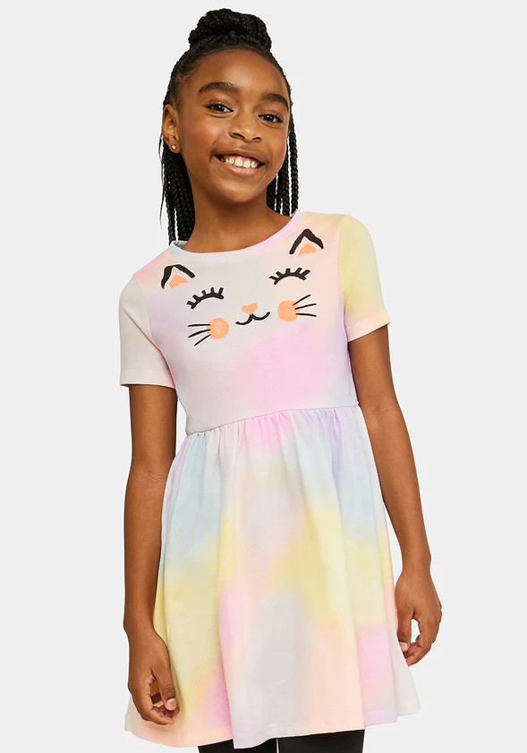 Sunset Cat Fit & Flare Dress