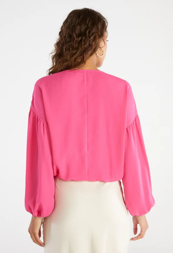 Surplice Blouson Sleeve Blouse - Image 2
