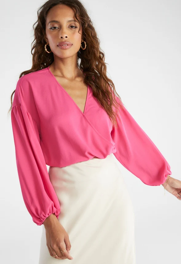 Surplice Blouson Sleeve Blouse - Image 3